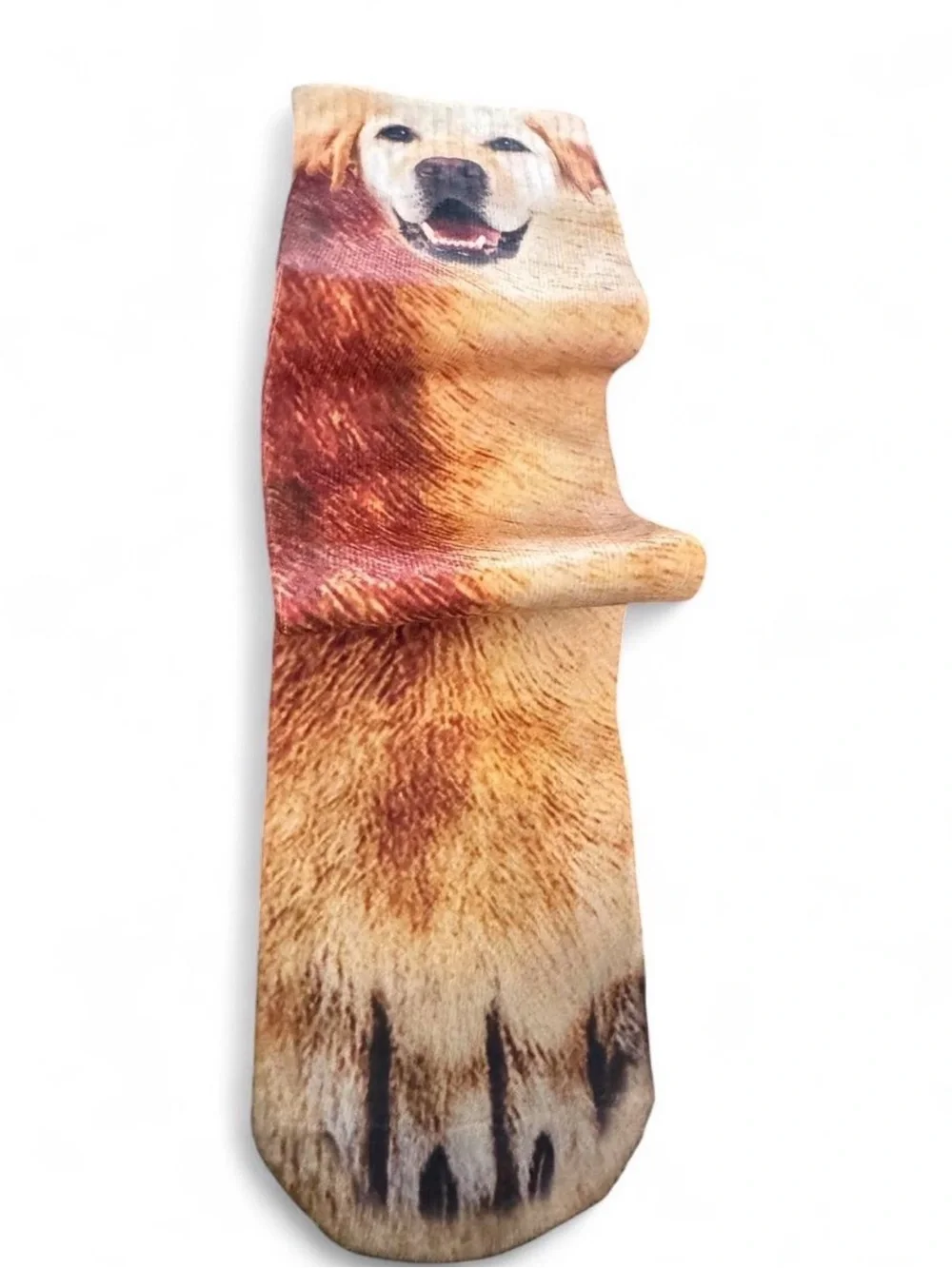 Casual Men’s Crew Socks with Dog Print - Brown/Tan